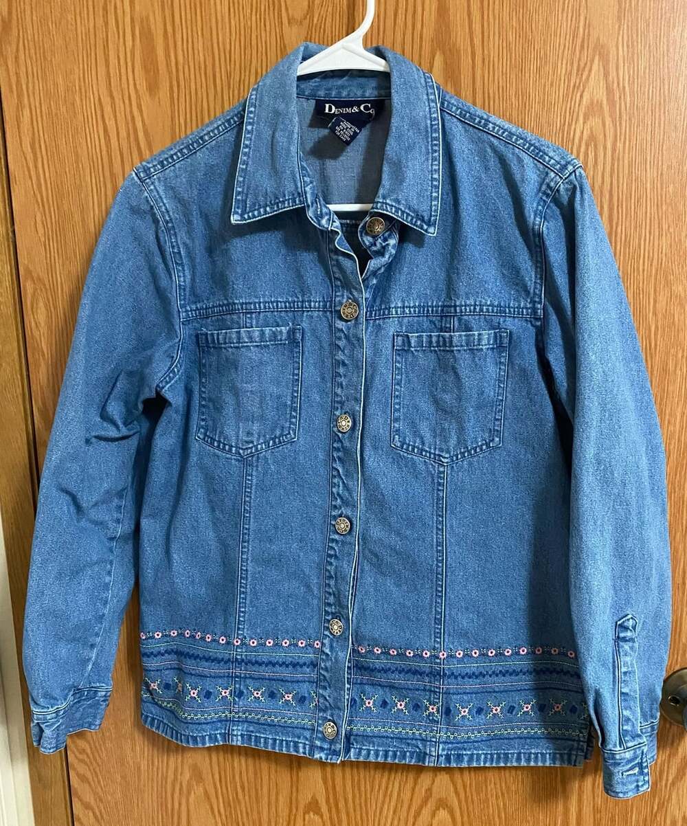 Denim & Co. Denim Grandmacore Jacket Floral Embroidered